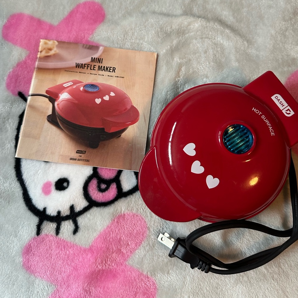 Red Heart shaped mini waffle maker from urban outfitters